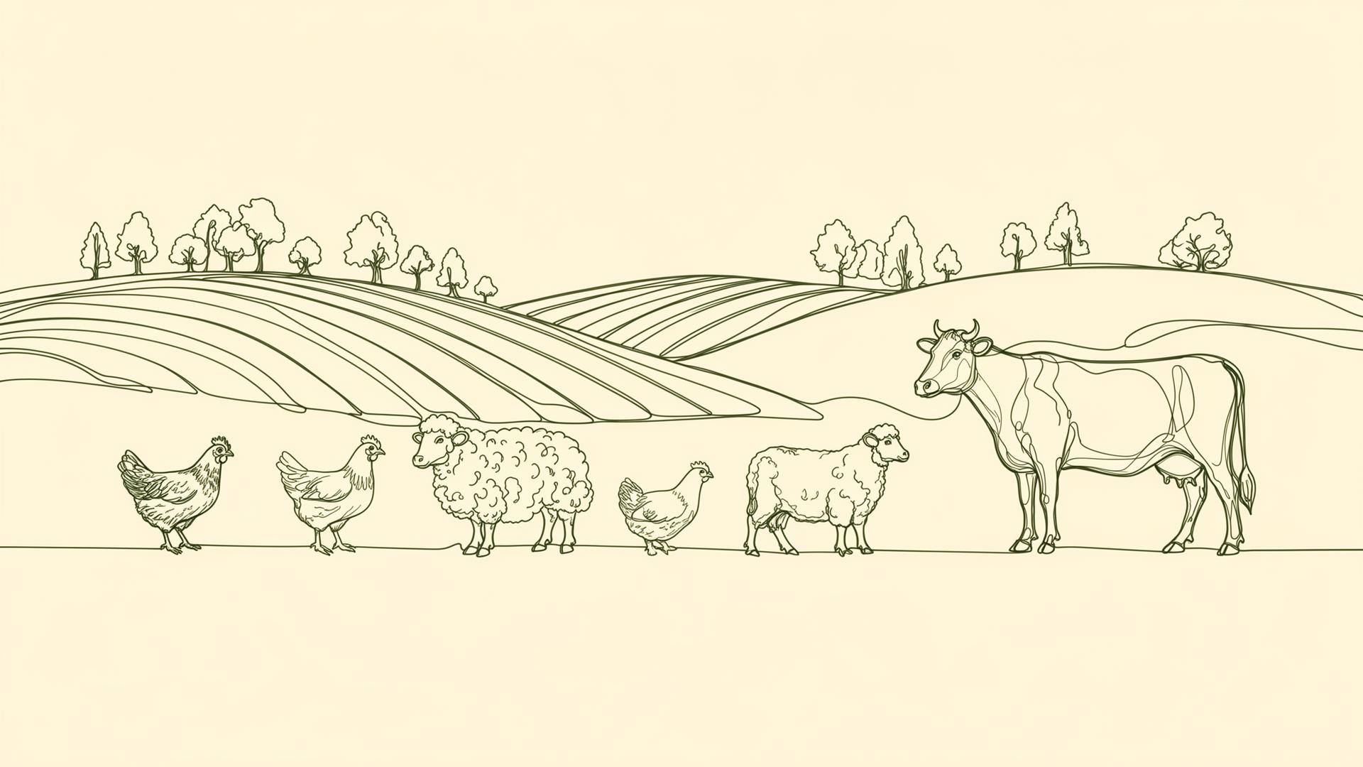 Illustrazione disegnata a mano del nostro allevamento